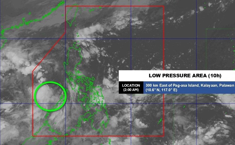 The center of the low pressure near the East Sea at 2:00 a.m. on October 28. Photo: PAGASA
