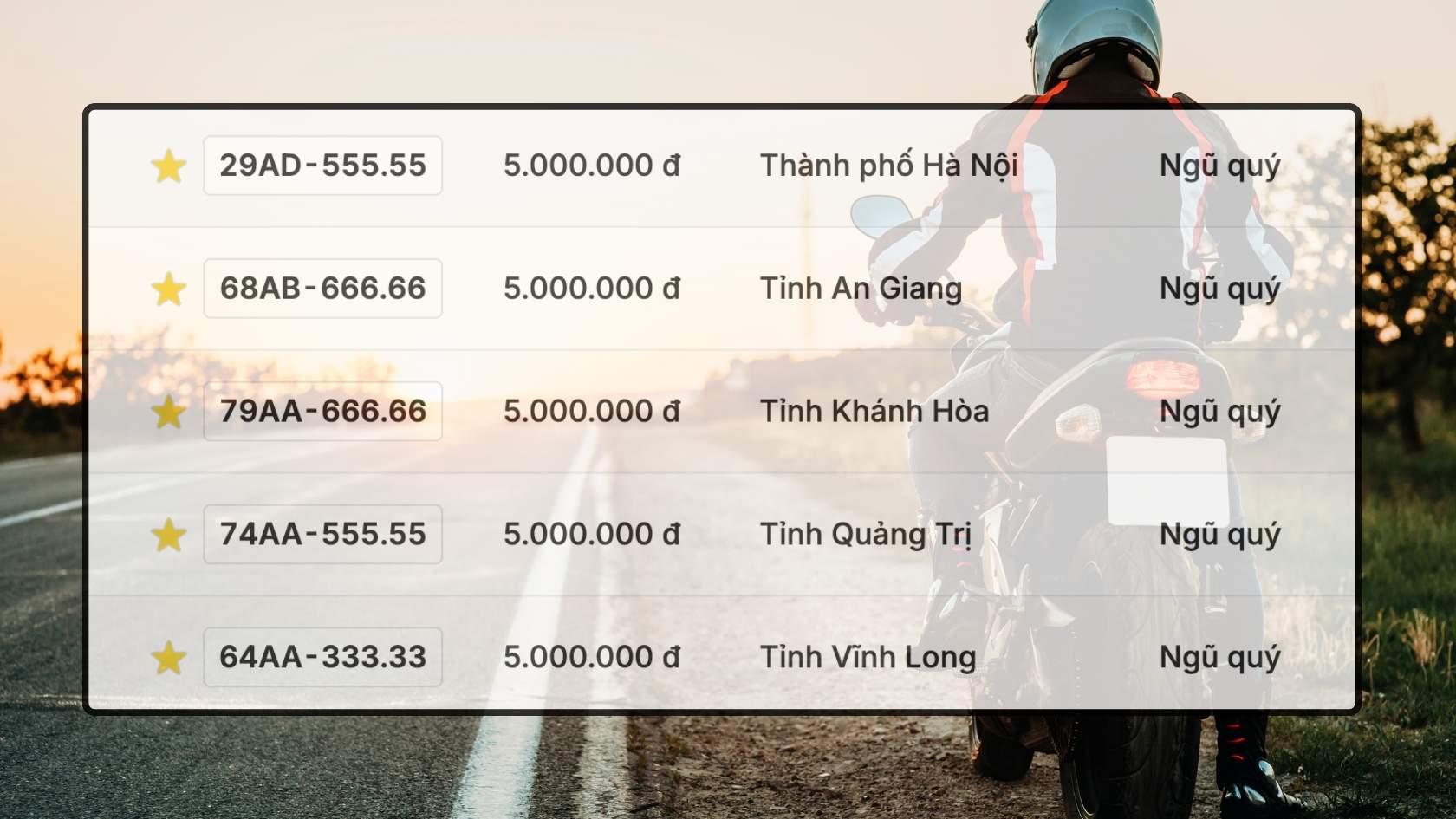Bien so xe may co trong phien dau gia ngay 28.10. Do hoa: Hao Thien