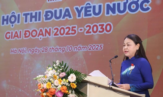 Phó Chủ tịch - Tổng Thư ký Ủy ban Trung ương MTTQ Việt Nam phát biểu tại đại hội. Ảnh: Quang Vinh