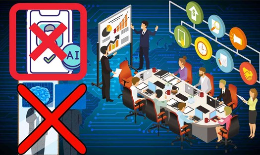 “Chúng tôi không dùng AI” thông điệp mới của một số doanh nghiệp thời đại số. Đồ họa: Minh Vũ