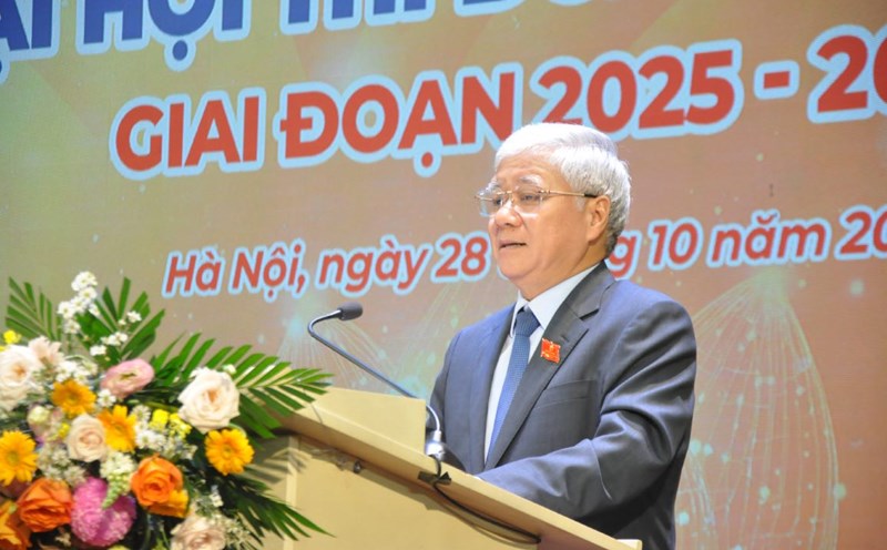 Chairman of the Central Committee of the Vietnam Fatherland Front Do Van Chien spoke at the Patriotic Emulation Congress of the Central Committee of the Vietnam Fatherland Front for the period 2025 - 2030. Photo: Bao Han