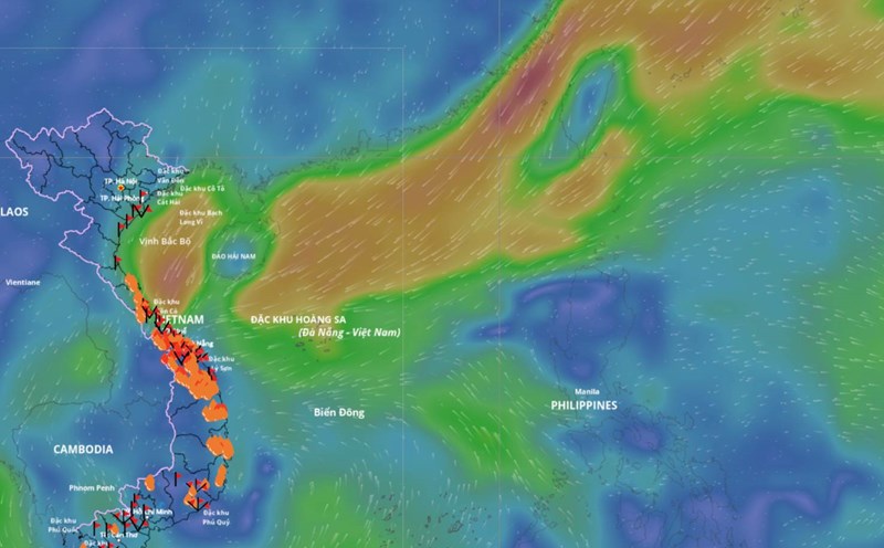 Cold air continues to cause strong winds in the Gulf of Tonkin and some coastal areas. Source: Vietnam Disaster Monitoring System