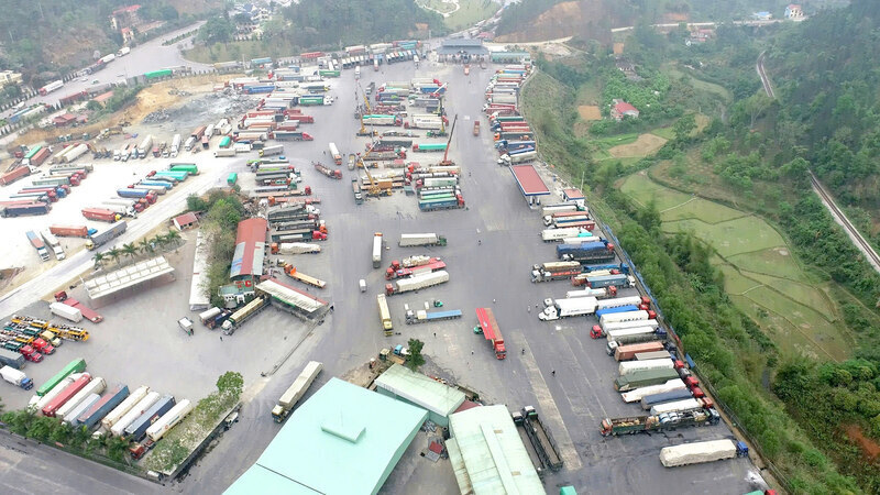 Dù các xe sầu riêng đã được điều tiết vào bến bãi, song nếu còn xảy ra tình trạng tắc nghẽn, doanh nghiệp lo ngại sẽ tổn thất rất lớn. Ảnh: Khánh Linh