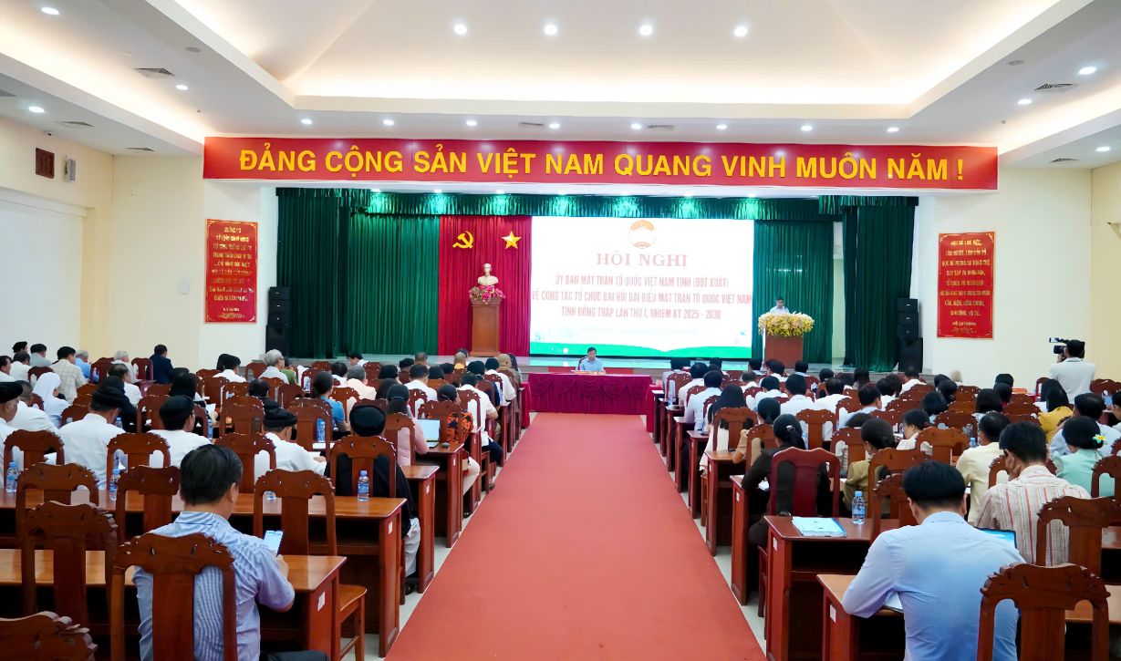 Quang canh Hoi nghi cong tac to chuc Dai hoi dai bieu Mat tran To quoc Viet Nam tinh Dong Thap lan thu I, nhiem ky 2025 – 2030. Anh: Viet Tien