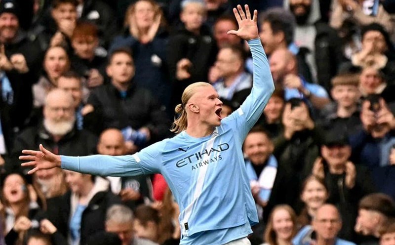 Erling Haaland is carrying Man City this season. Photo: AFP