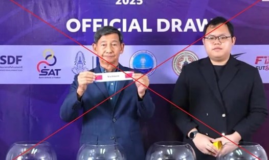 Sự cố nhầm lẫn ở lễ bốc thăm 2 giải futsal tại Thái Lan. Ảnh: Cắt từ video