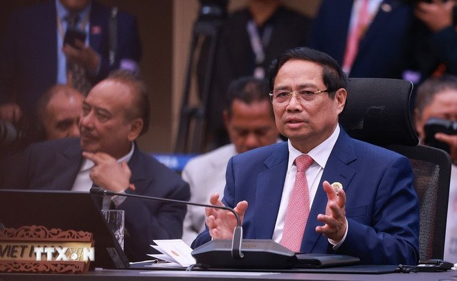 Politburo member and Prime Minister Pham Minh Chinh spoke at the 5th ASEAN - Australia Summit on October 28, 2025. Photo: VNA