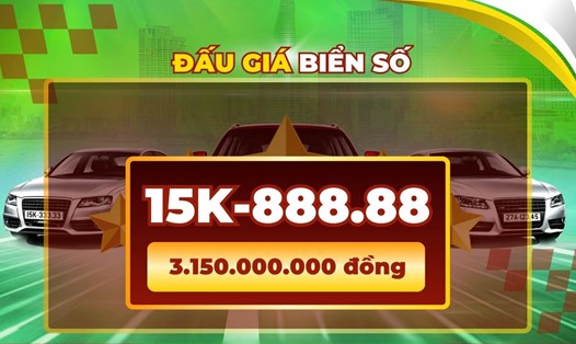 Biển số 15K-888.88 có giá hơn 3 tỉ đồng trong phiên đấu giá ngày 28.10