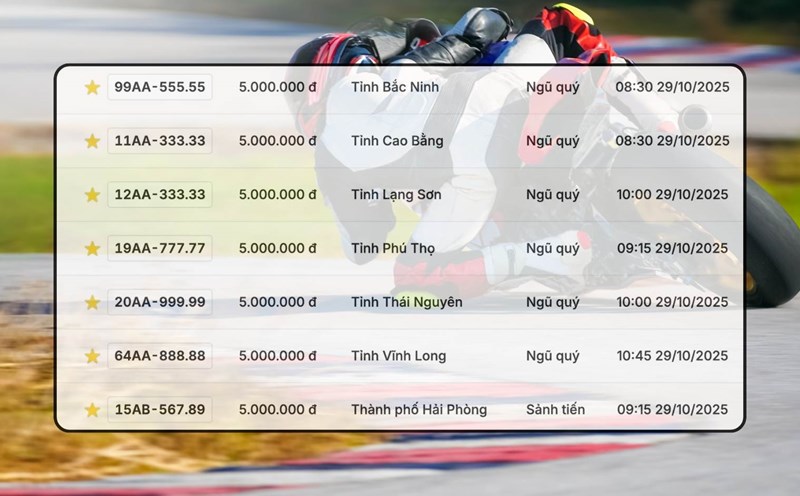 Up to 6 super beautiful five-digit license plates in the auction on October 29