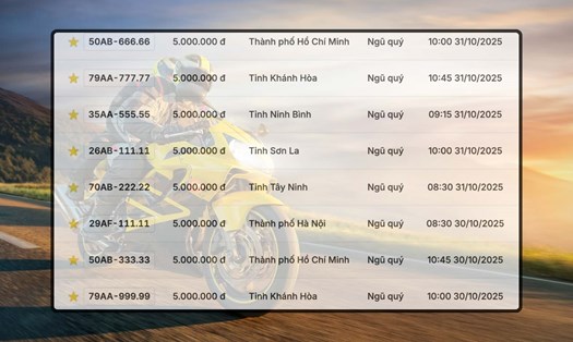 Cơn mưa biển số ngũ quý siêu đẹp trong phiên đấu giá ngày 30-31.10