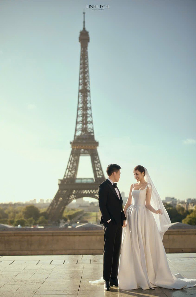 Anh cuoi Do Thi Ha va doanh nhan Viet Vuong - thieu gia Tap doan Son Hai. Anh: Le Chi Linh