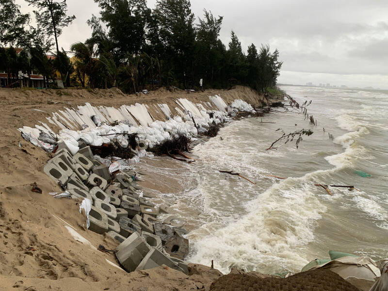 The coastal area of Tan Thanh block (Hoi An Tay ward, Da Nang) is dangerously eroding. Photo: Thanh Huyen
