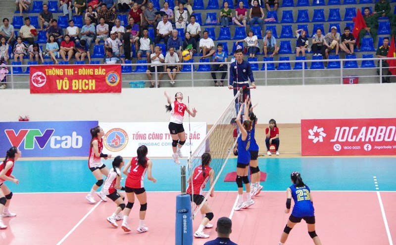 The Information Corps enters the quarter-finals of the 2025 National A-Class Volleyball Tournament. Photo: BCTT