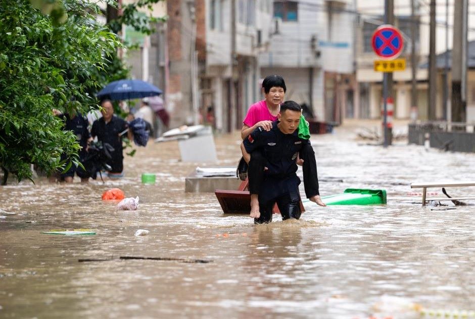 Heavy rain causes flooding in Tongjiang district, Guizhou province, China, on June 24, 2025. Photo: Xinhua