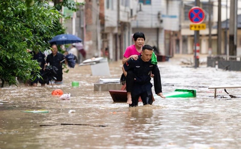 Heavy rain causes flooding in Tongjiang district, Guizhou province, China, on June 24, 2025. Photo: Xinhua