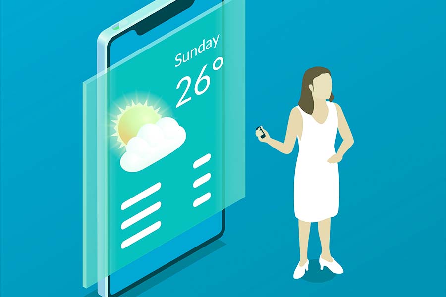 Not only forecasting rain or sunshine, many weather apps today also provide AQI, allergy, RealFeel data and real-time storm tracking. Graphics: Cat Tien