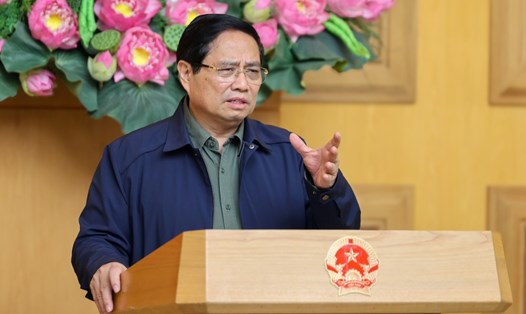 Ủy viên Bộ Chính trị, Thủ tướng Chính phủ Phạm Minh Chính yêu cầu các bộ ngành, địa phương khẩn trương thống kê, tổng hợp và cập nhật về tình hình thiệt hại do mưa lũ, báo cáo ngay Bộ Chính trị, Ban Bí thư và cấp có thẩm quyền. Ảnh: VGP/Nhật Bắc