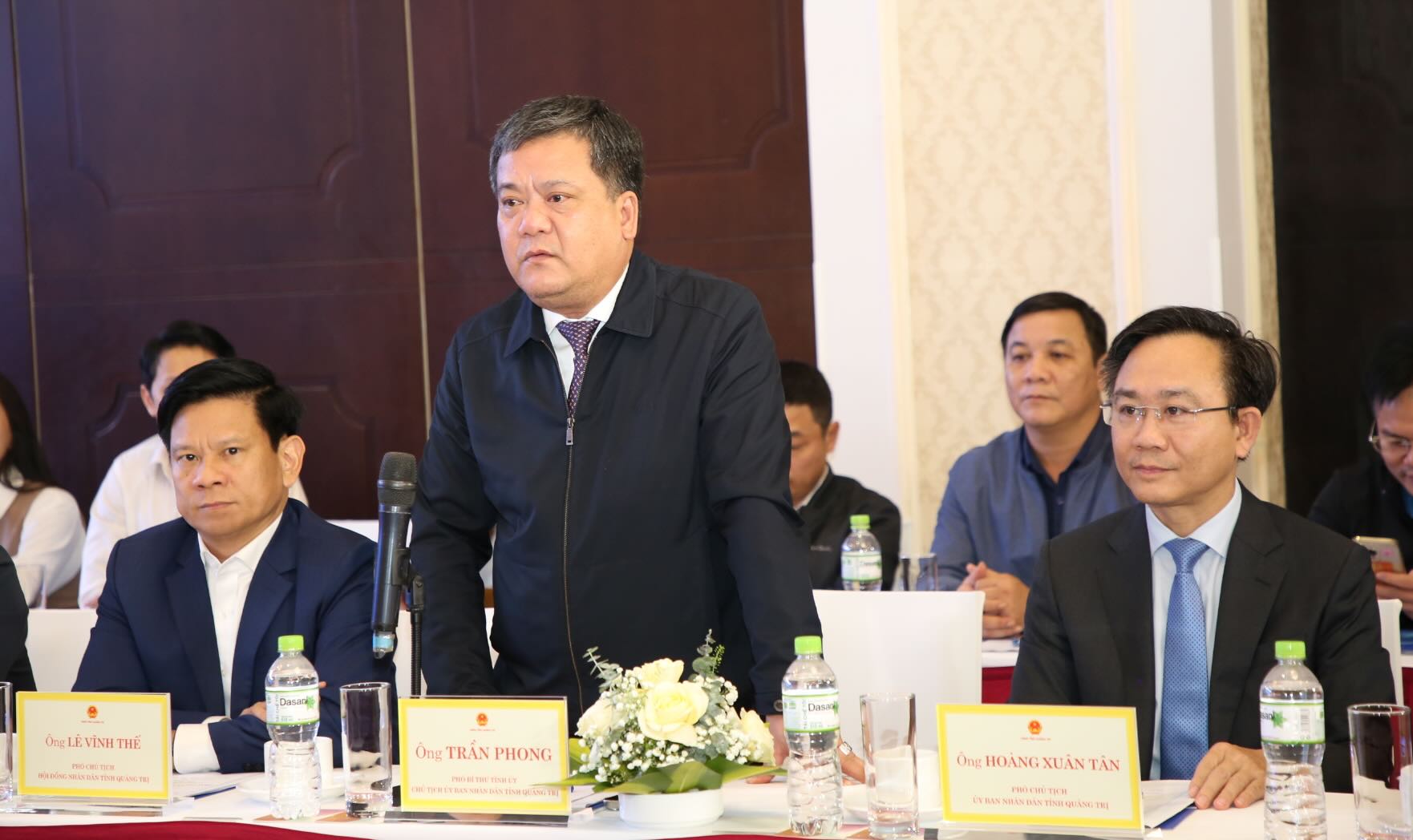 Chu tich UBND tinh Quang Tri Tran Phong phat bieu tai buoi ky ket. Anh: Cong Sang