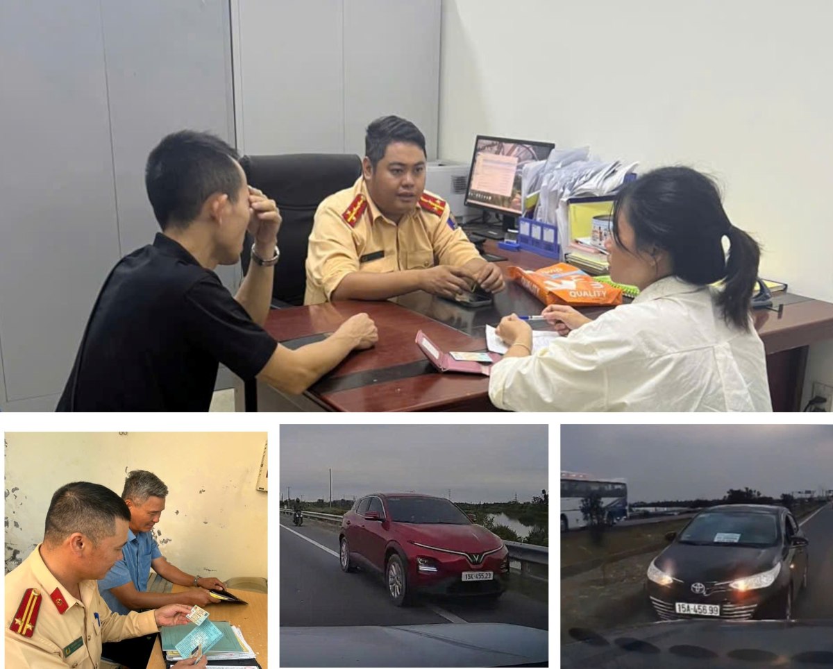 Đội Cảnh sát giao thông đường bộ số 4 xử lý các trường hợp vi phạm trật tự an toàn giao thông. Ảnh: Công an TP Hải Phòng