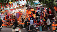 Western tourists are surprised and delighted with the Halloween atmosphere in Hanoi's Old Quarter.