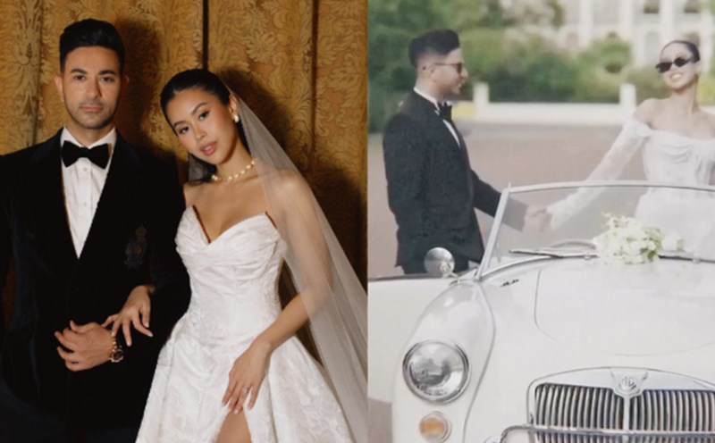 The wedding photo was shared by Tien Nguyen - daughter of billionaire Johnathan Hanh Nguyen. Photo cut from video