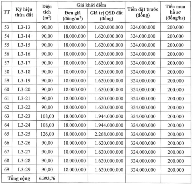 Thong tin phien dau gia 69 suat dat cho nhan dan lam nha o tai xa Hoan Long (tinh Hung Yen). Anh: Cong ty Dau gia Hop danh Dau gia Viet Nam