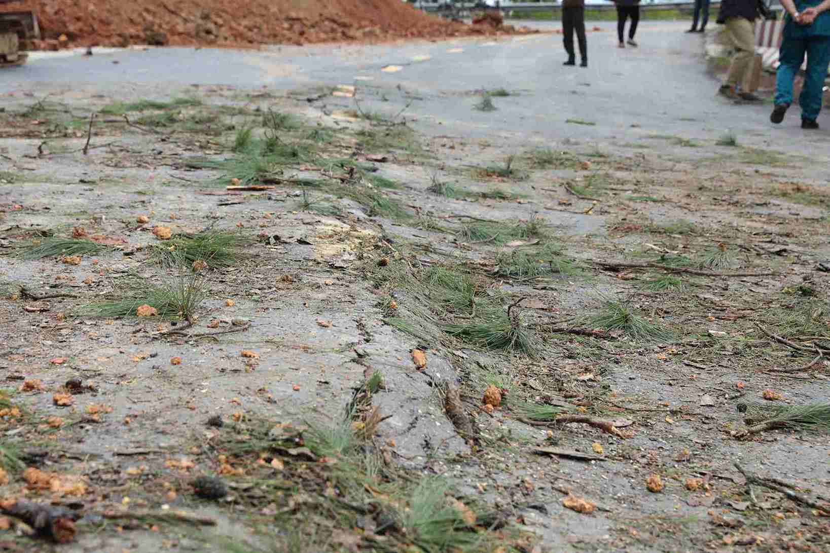 Mat duong tren deo D'ran gan khu vuc Cau Treo xuat hien vet nut keo dai. Anh: Phuc Khanh