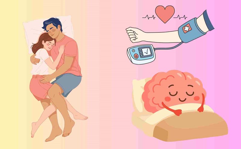 hugging helps stabilize blood pressure, reduce stress and sleep deeper. Graphics: Huyen Trang