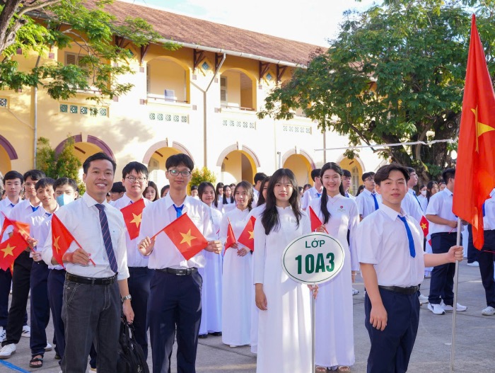 Hoc sinh Truong THPT Chau Van Liem, TP Can Tho trong le khai giang nam hoc 2025 - 2026. Anh: DVCC. 