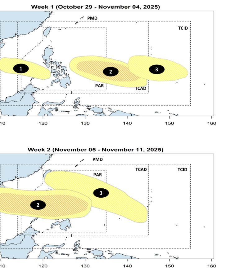 Ap thap lien tiep hinh thanh, co kha nang thanh bao va di vao Bien Dong. Anh: PAGASA