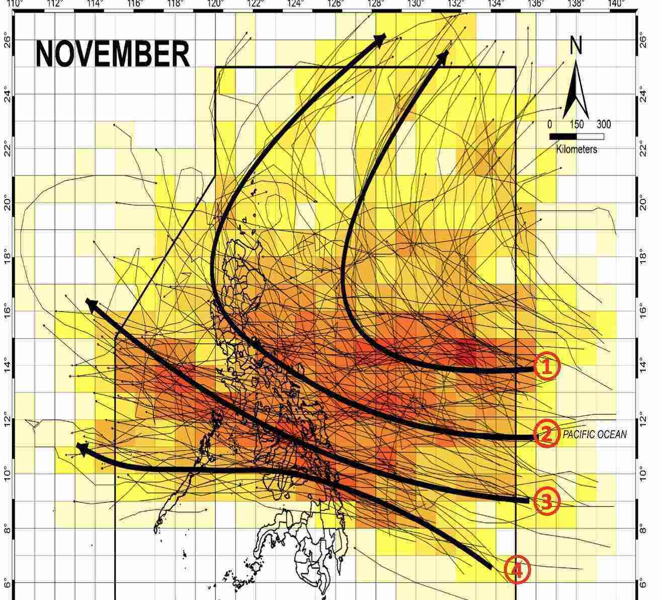 Duong di cua bao, ap thap thang 10 gan Philippines, trong do co kha nang vao Bien Dong. Anh: PAGASA