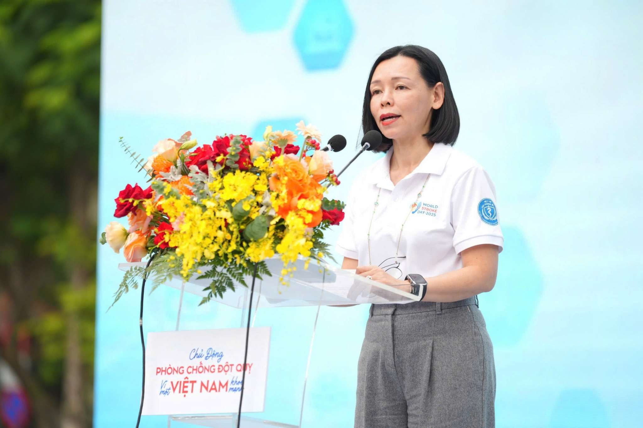 Ba Nguyen Bach Diep, Chu tich FPT Retail kiem Tong Giam doc he thong nha thuoc va trung tam tiem chung Long Chau, chia se tai su kien. Anh: BTC