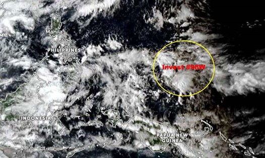 Xuất hiện áp thấp 98W vào chiều 29.10. Ảnh: Weather News