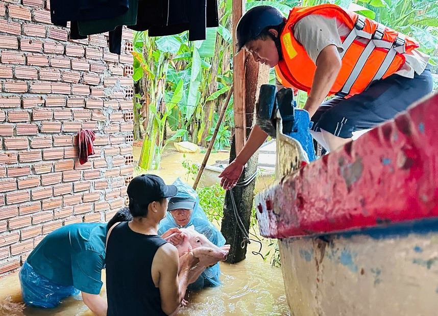 Luc luong chuc nang giup nguoi dan di doi tai san den noi an toan. Anh: Trong Quoc