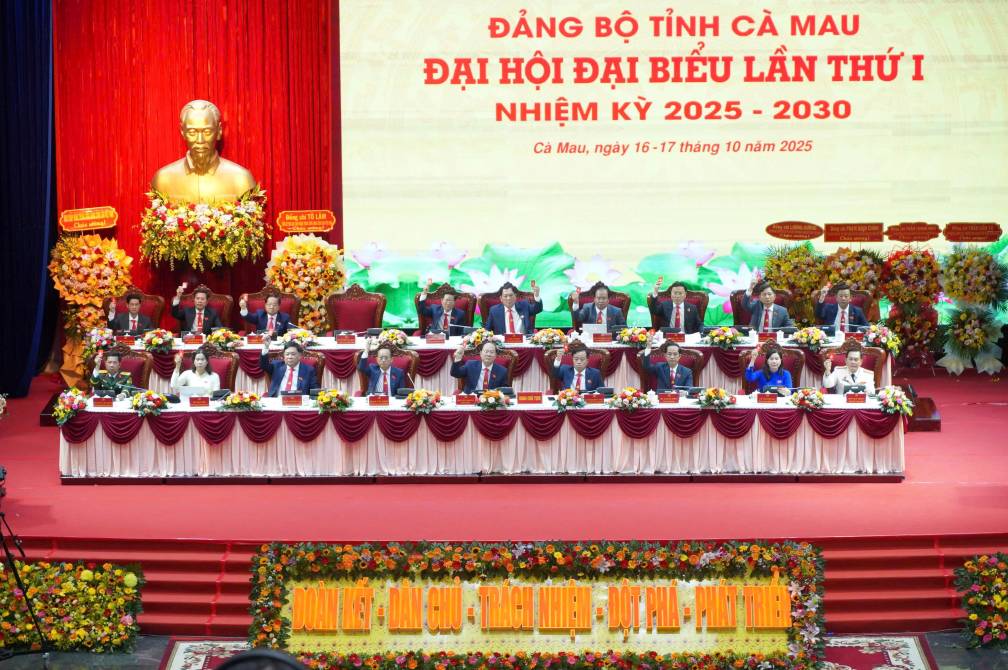 Dai hoi Dai bieu Dang bo tinh Ca Mau lan thu I, nhiem ky 2025 -2030 thanh cong tot dep. Anh: Ta Quang