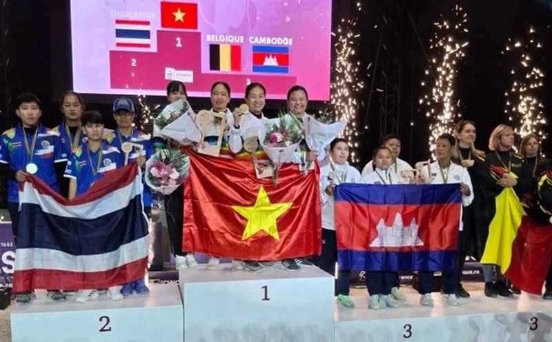 Important players of the Vietnam Golden Ball Team continue to participate in the 2025 Asian Championship after the World Cup. Photo: World Iron Ball Federation.