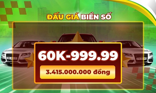 Biển số 60K-999.99 có giá cao nhất trong phiên đấu giá ngày 29.10