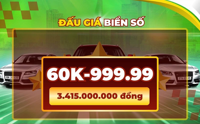 License plate 60K-999.99 has the highest price in the auction on October 29