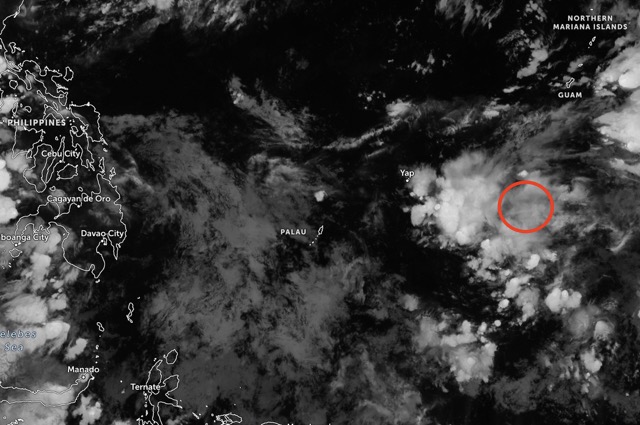 Updated location of the newly formed low pressure over the waters near Guam. Photo: JMA