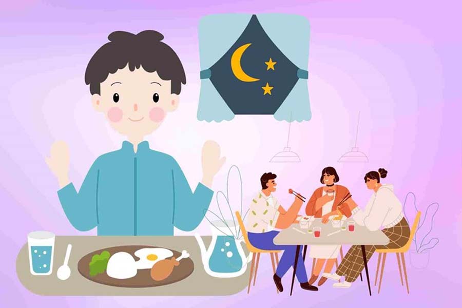 The habit of eating dinner late after 8pm causes fluctuations in blood sugar, fat accumulation and sleep disorders, affecting long-term health. Graphics: Thien Nhan