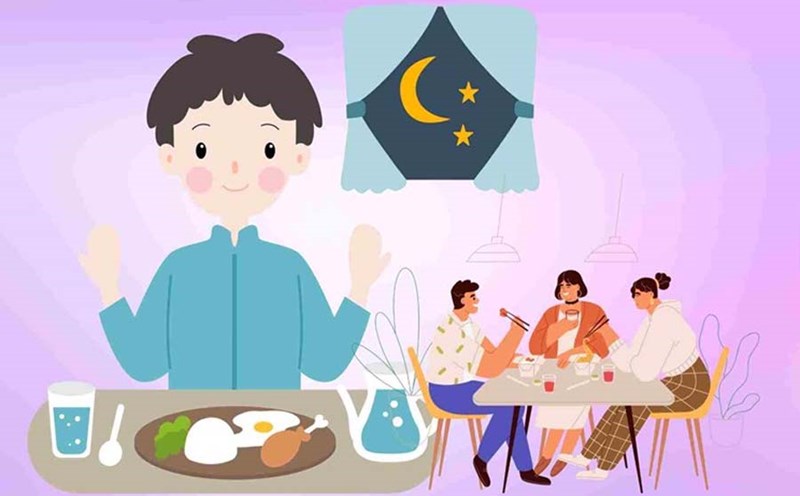The habit of eating dinner late after 8pm causes fluctuations in blood sugar, fat accumulation and sleep disorders, affecting long-term health. Graphics: Thien Nhan