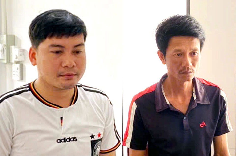 Đối tượng Đặng Ngọc Tiền Giang (trái) và Ngô Văn Triết (phải) bị khởi tố về tội “Cố ý gây thương tích”. Ảnh: Nghiêm Túc