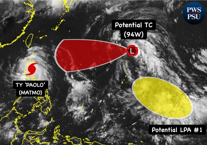 저기압 94W는 10월 3일 제11호 태풍 마트모(파올로) 직후에 발생했습니다. 사진: 필리핀 기상 시스템/태평양 폭풍 업데이트