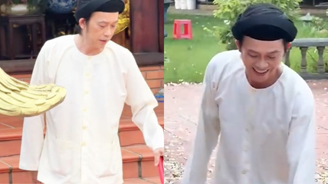 Artist Hoai Linh appeared at the Ancestor Temple. Photo cut from video