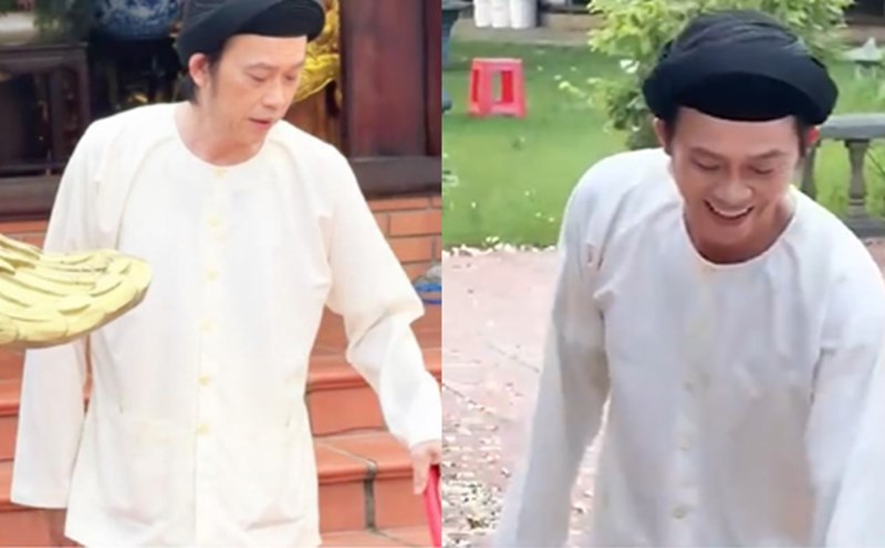 Artist Hoai Linh appeared at the Ancestor Temple. Photo cut from video