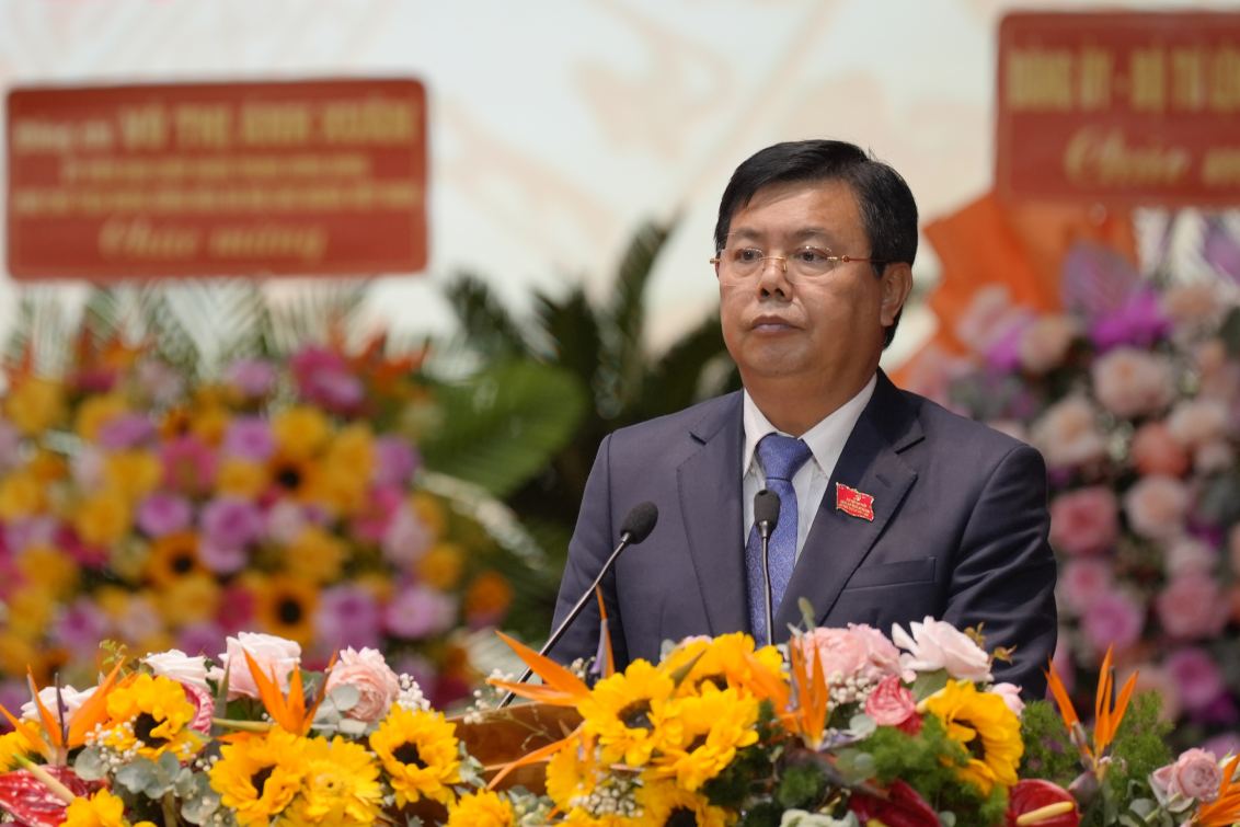 Bi thu Tinh uy An Giang Nguyen Tien Hai phat bieu be mac Dai hoi. Anh: BTC