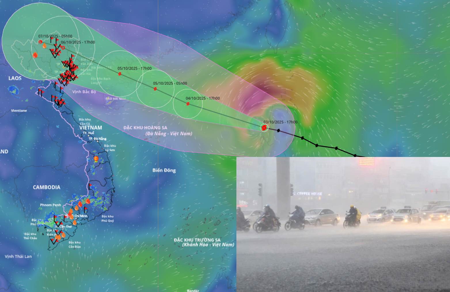 Updated location and path of storm No. 11 Matmo at 6:00 p.m. on October 3. Source: Vietnam Disaster Monitoring System