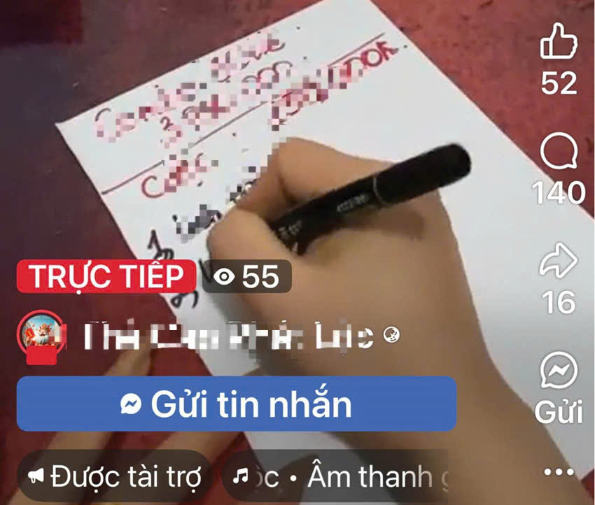 Công an tỉnh Tây Ninh cảnh báo, trên các trang mạng xã hội thường xuyên xuất hiện các phiên livestream dụ người chơi tham gia mua vé cào để trúng thưởng lớn. Ảnh: Chụp màn hình