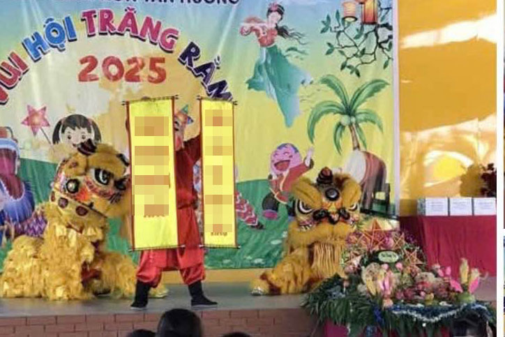 Kindergarten in Hai Phong was affected by propaganda about Phap Luan Cong, causing public outrage. Photo: Screenshot