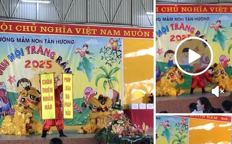 Kindergarten in Hai Phong was affected by propaganda about Phap Luan Cong, causing public outrage. Photo: Screenshot